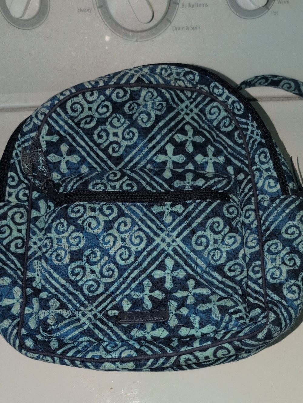Vera Bradley Navy and Light Blue Quilted Mini Backpack